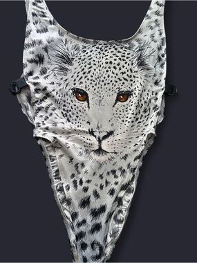 White Leopard Face One-Piece Swimsuit for Women